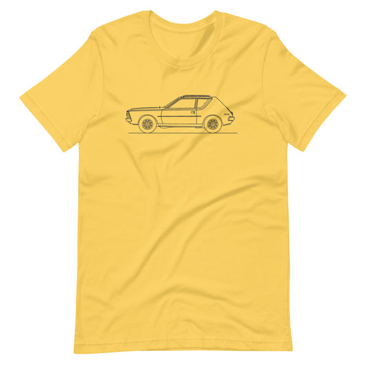 AMC Gremlin silhouette T-shirt design on display