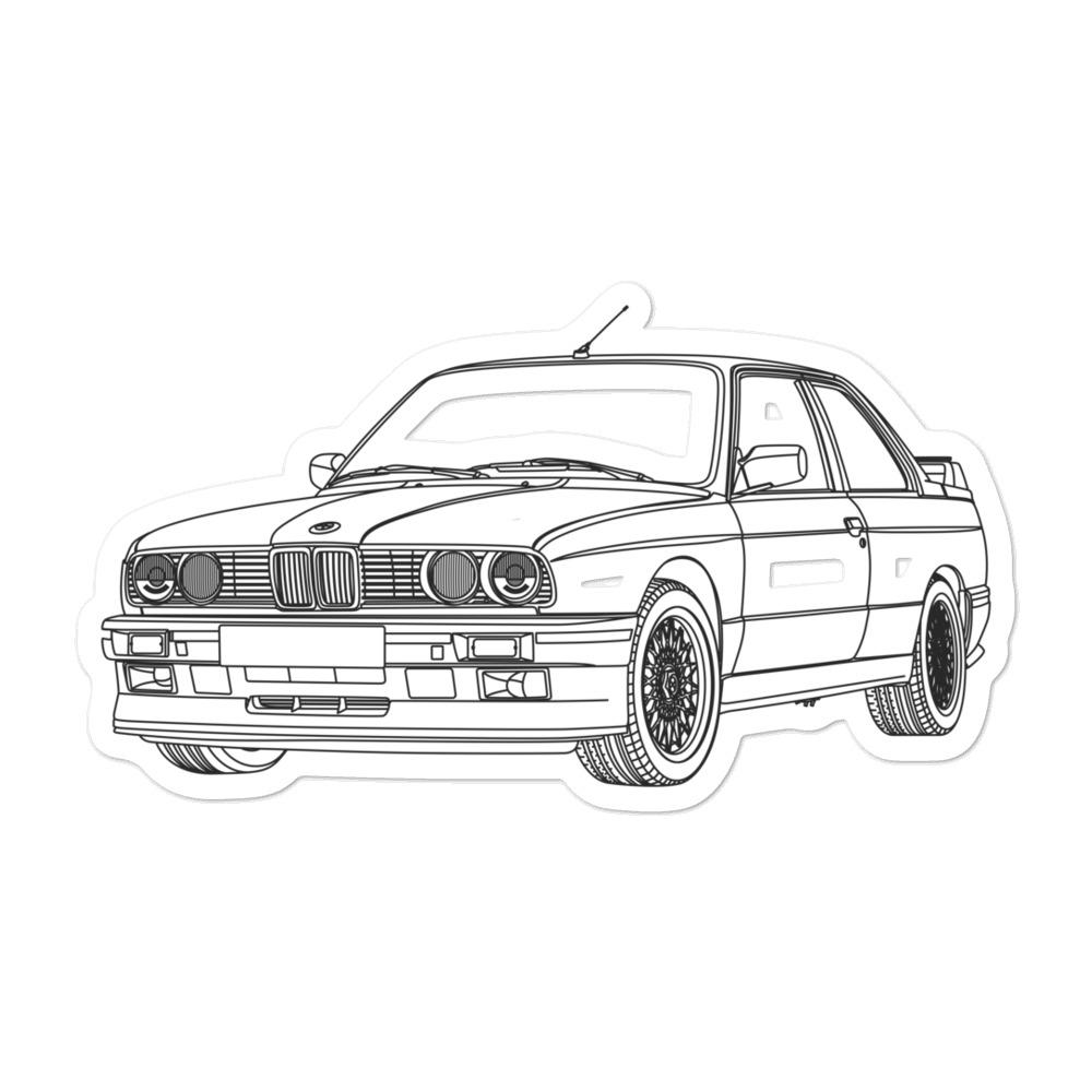 BMW E30 M3 Outline sticker on a surface