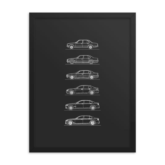 BMW 7 Series Evolution Outline artistic poster display