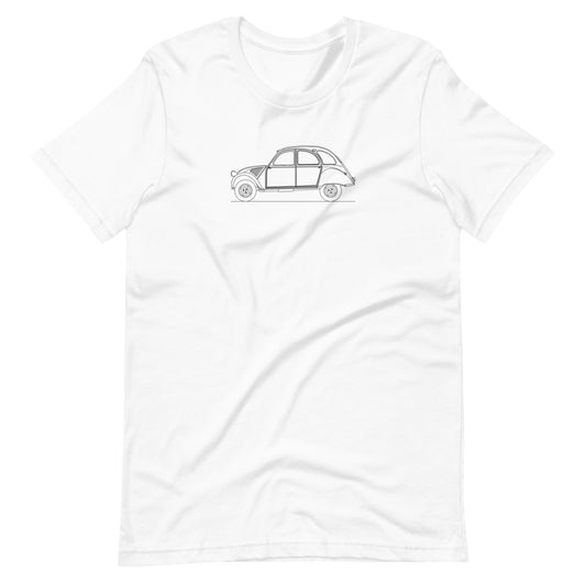Citroen 2CV t-shirt on a plain background