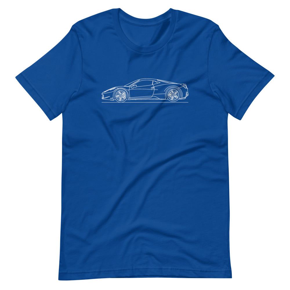 Ferrari 458 Italia t-shirt on a plain background