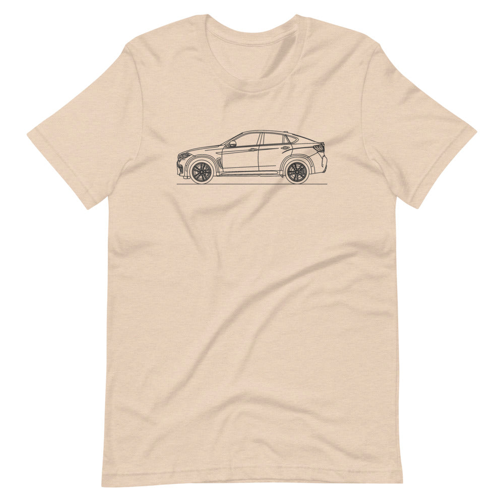BMW F16 X6M t-shirt design on display