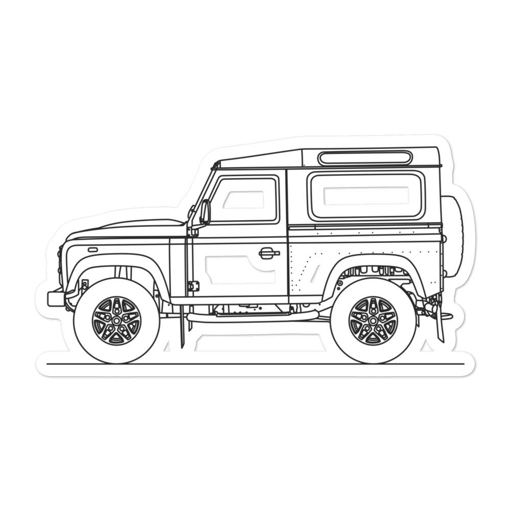 Land Rover Defender silhouette sticker on display