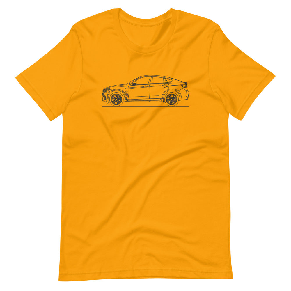 bmw f16 x6m t-shirt displayed on a plain background