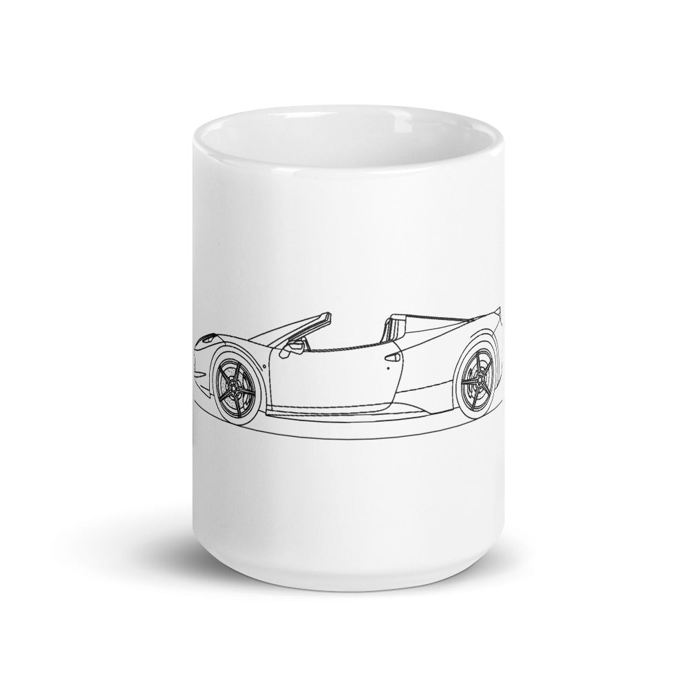 Ferrari 458 Spider mug design on display