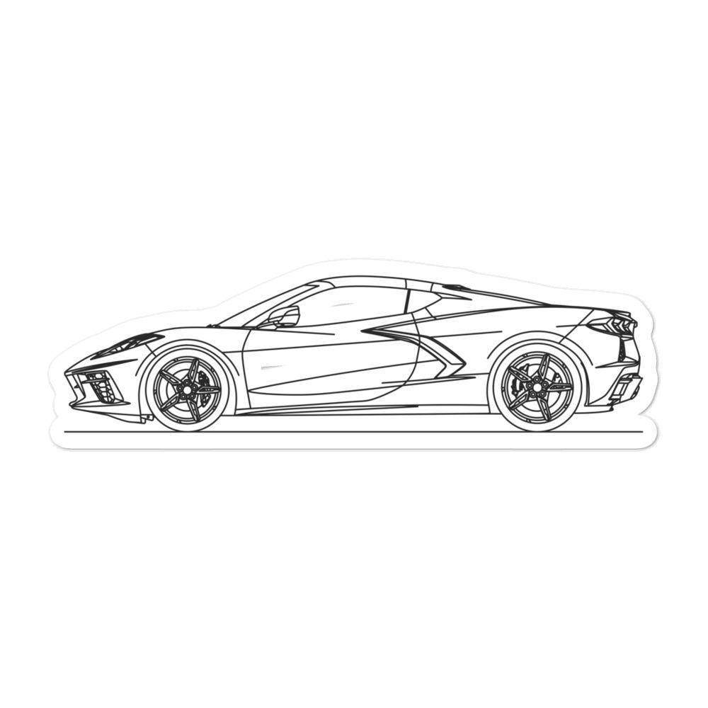 Chevrolet Corvette C8 Outline sticker on surface