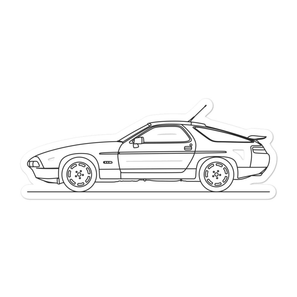 Porsche 928 S4 Outline sticker on display