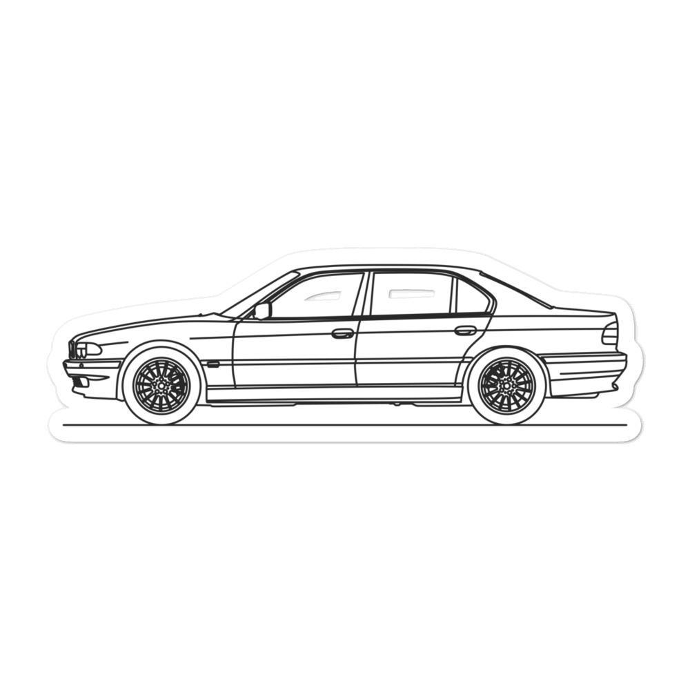 BMW E38 750i Silhouette sticker on laptop