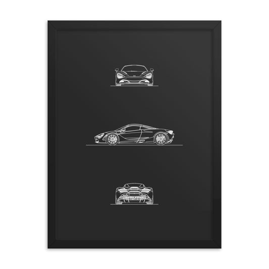 Framed poster featuring McLaren 720S silhouette