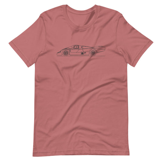 Mauve Porsche 956 t-shirt displayed on model