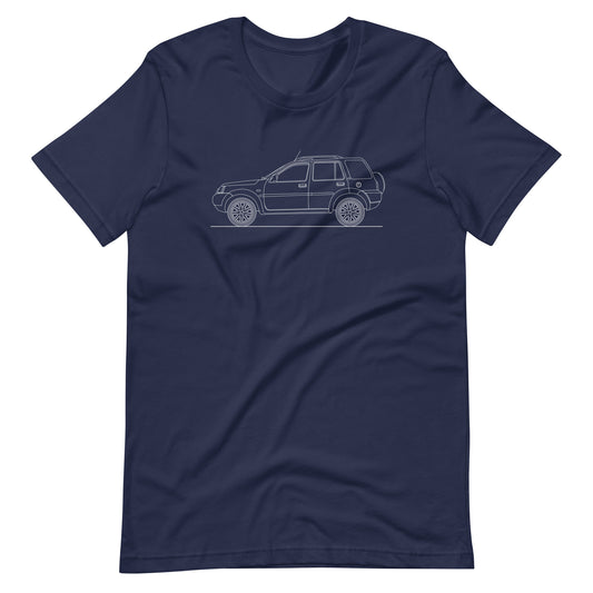 Navy Land Rover Freelander t-shirt front view
