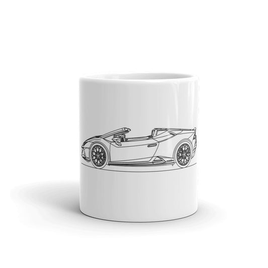 White glossy mug featuring Lamborghini Huracan Evo Spyder