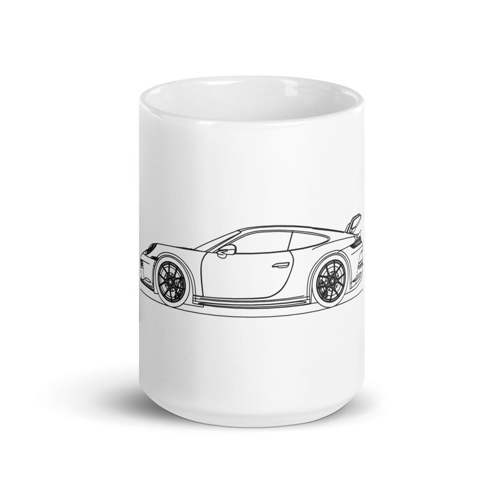 Porsche 911 GT3 mug in glossy white.