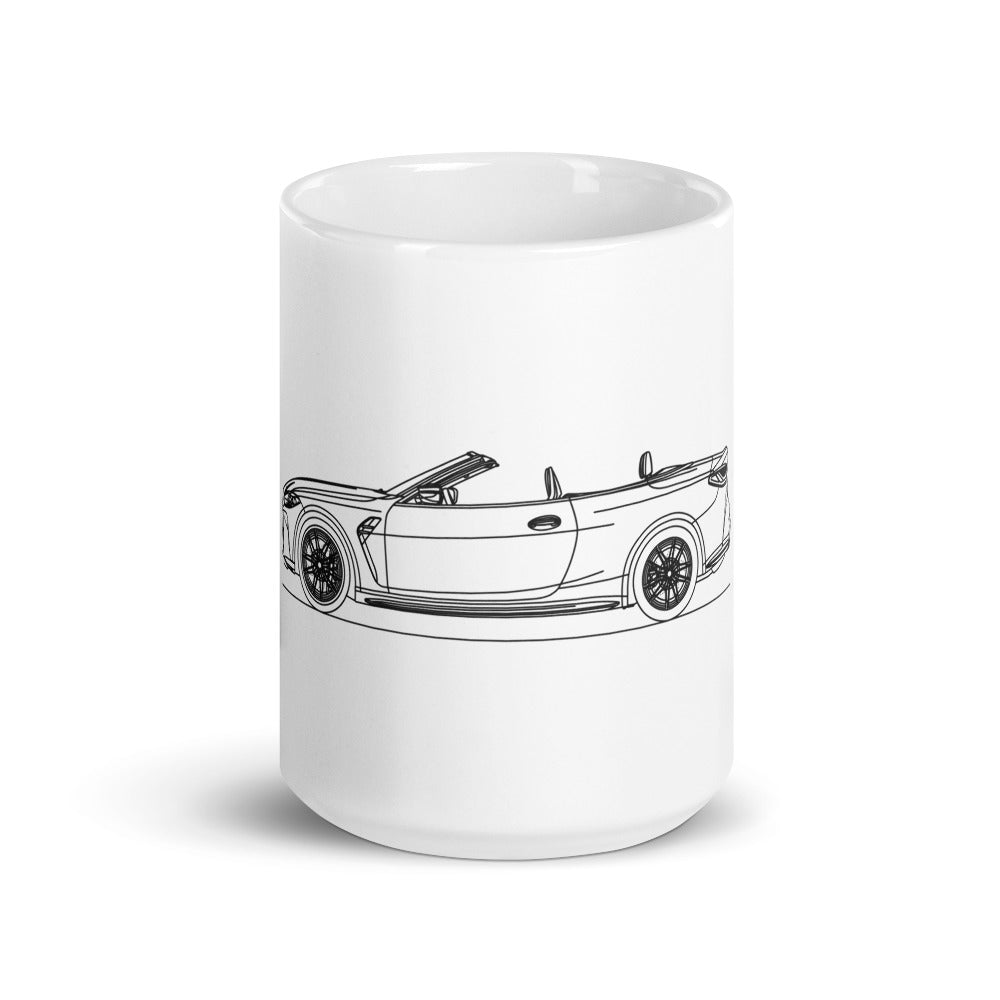 White glossy mug featuring BMW G82 M4 design