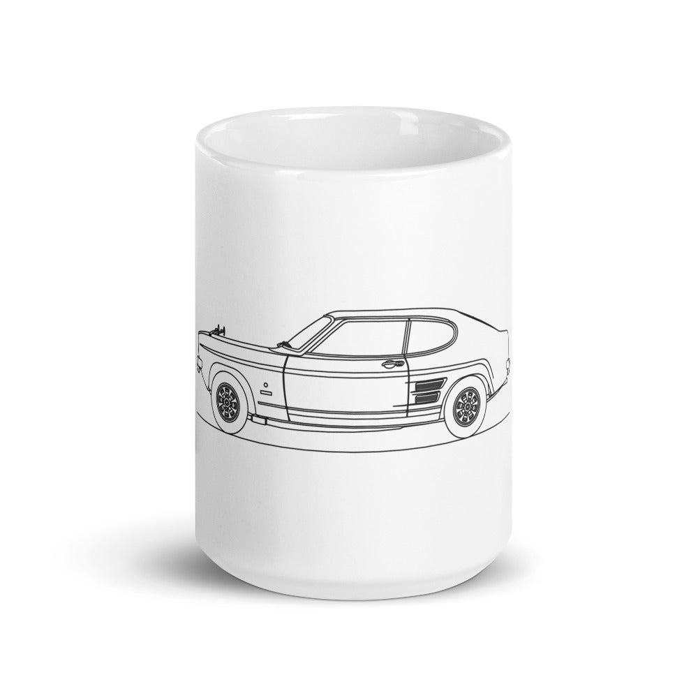 White glossy mug featuring a stylish design