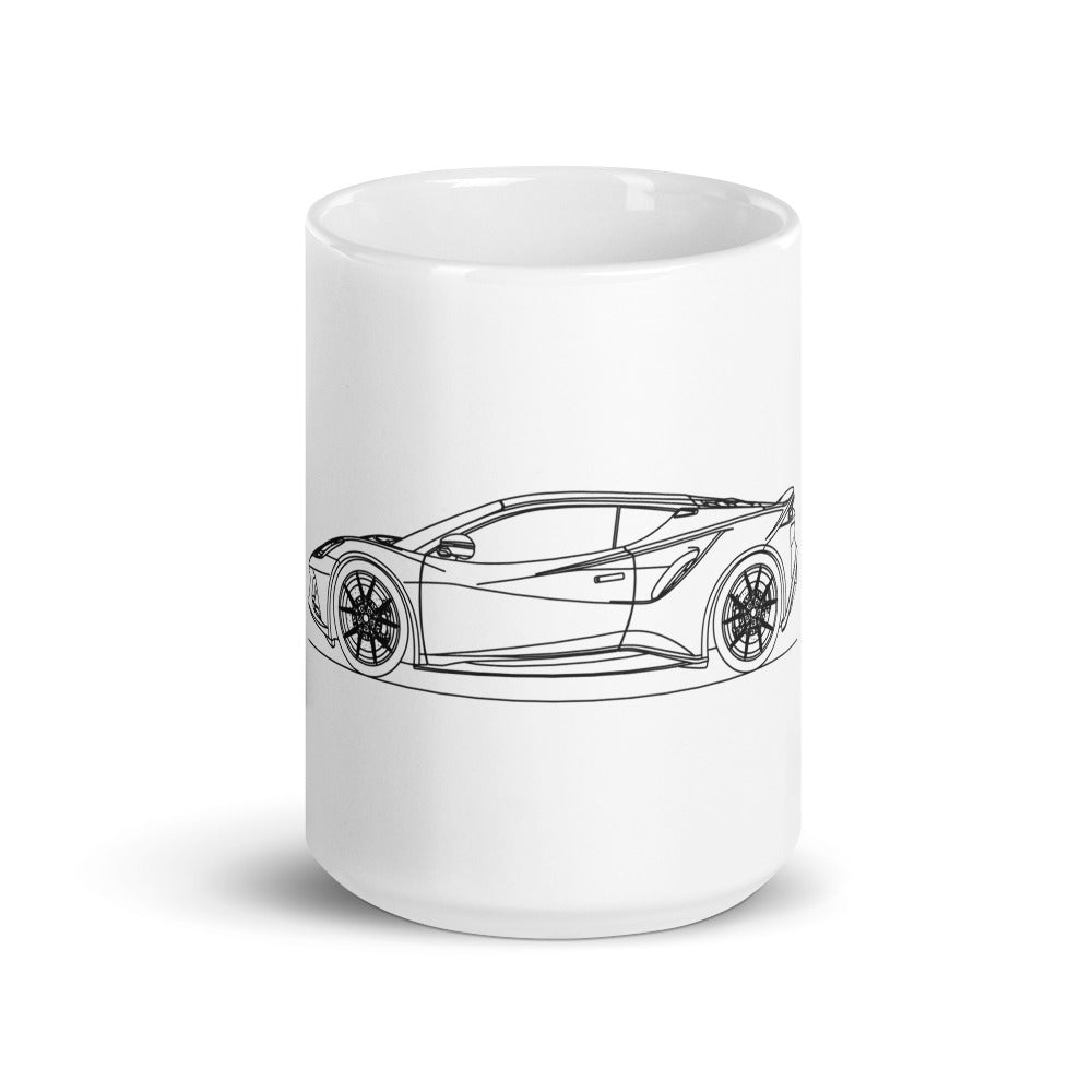 White glossy mug featuring Lotus Emira design