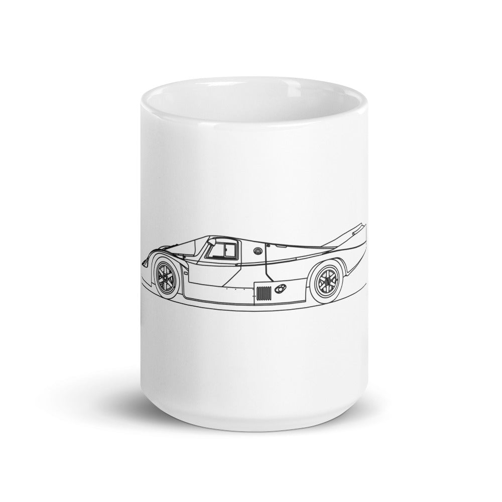White glossy mug featuring Porsche 956 design
