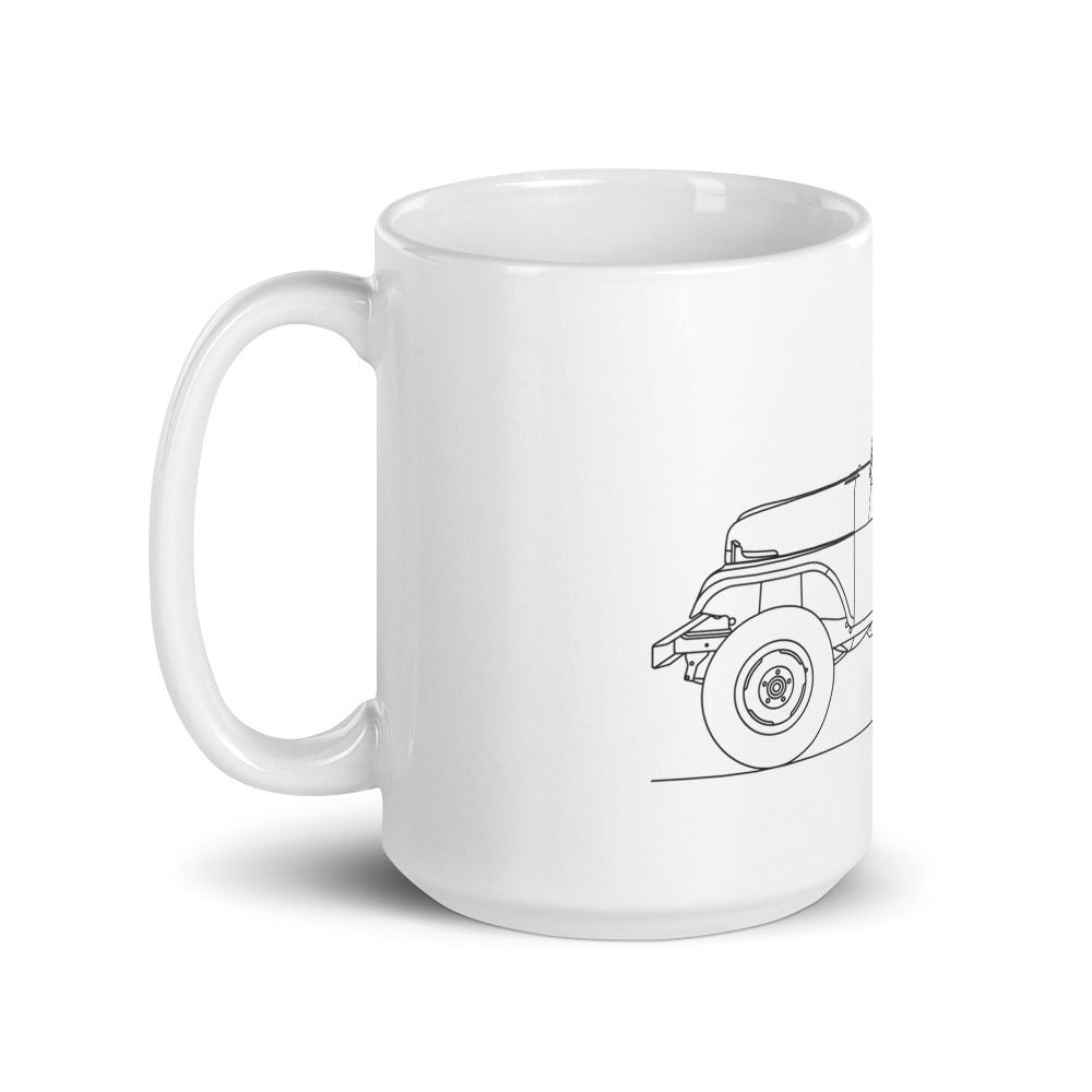 White glossy Jeep Willys CJ-5 mug design