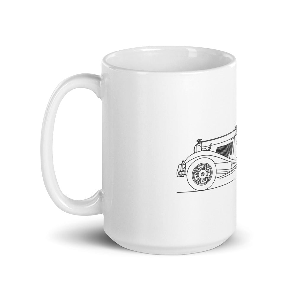 White glossy mug with handle on left