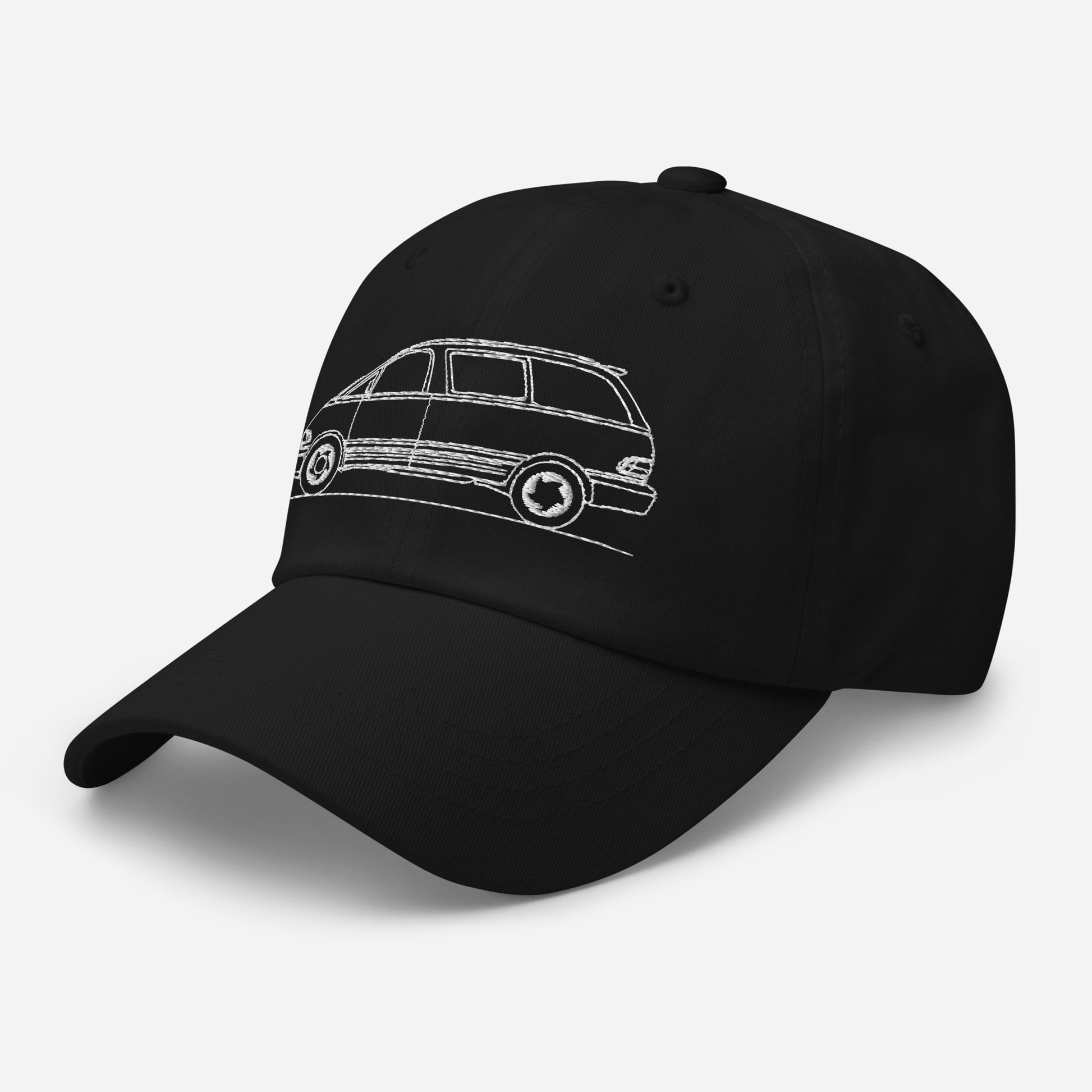 Classic dad hat in black color displayed.