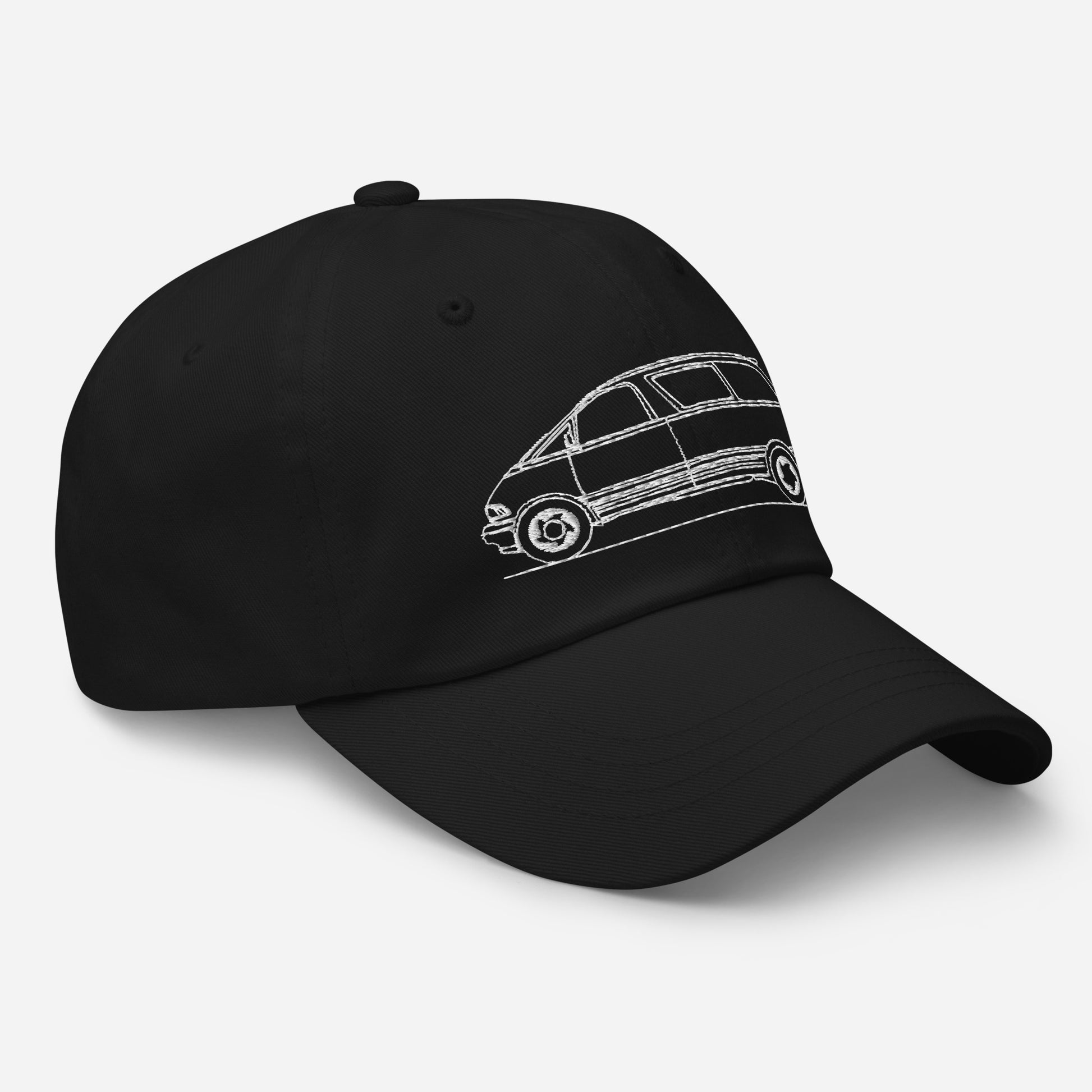 Light blue classic dad hat displayed on model