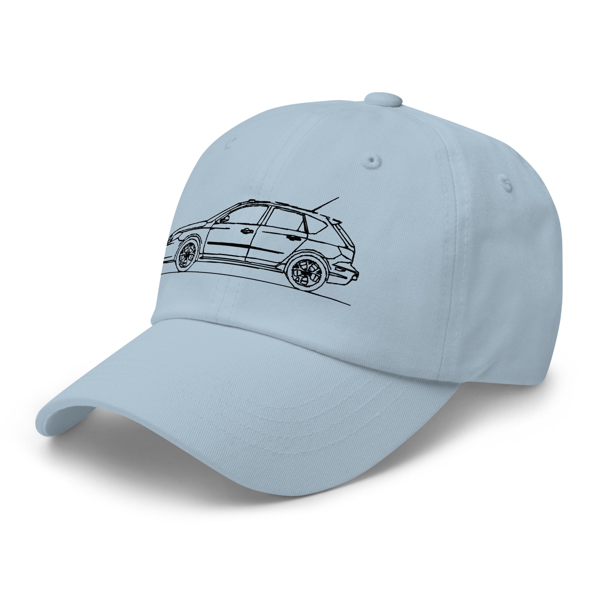 Light blue classic dad hat displayed from front.