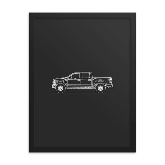 Custom single-car poster example: one vehicle, line art, framed
