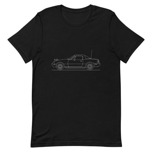Stylish t-shirt featuring Mazda MX5 Miata NA silhouette