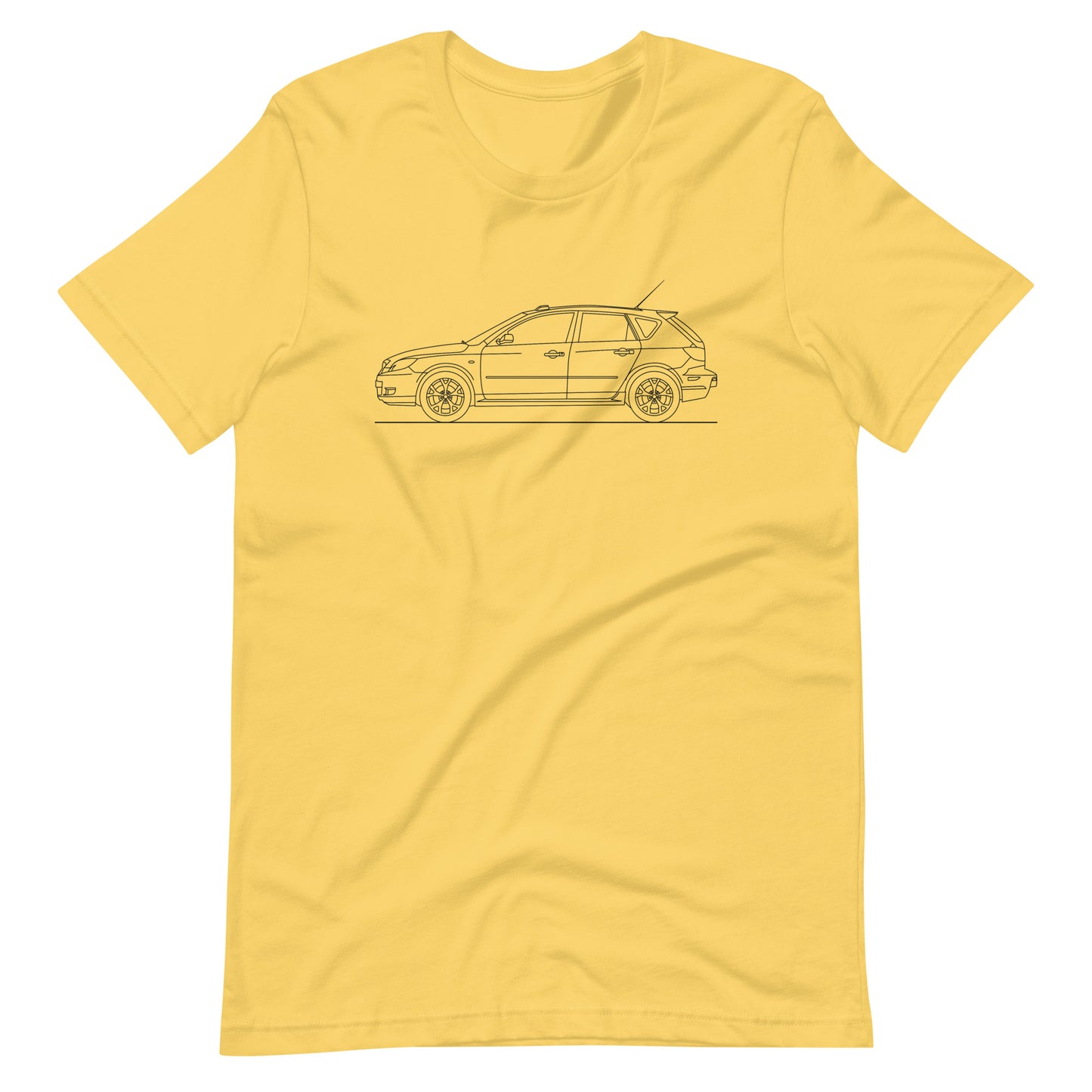 Yellow 2008 Mazda 3 t-shirt for men