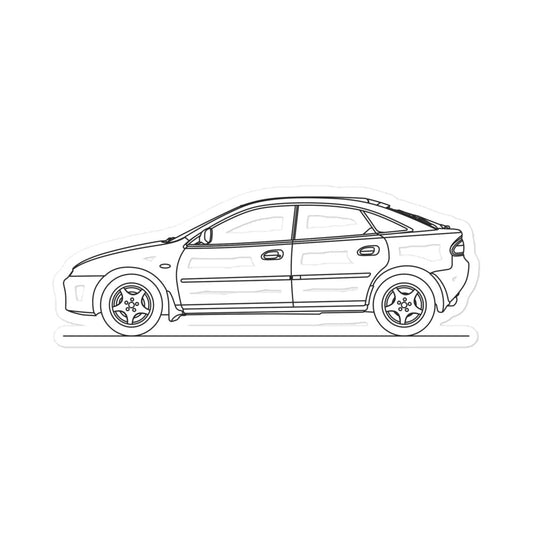 Mazda 323F BA Silhouette sticker on display