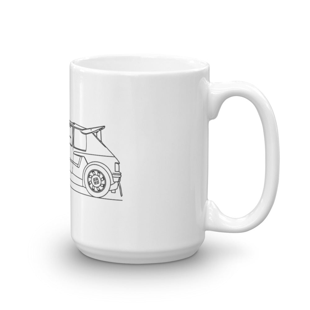 Peugeot 205 T16 mug displayed on a table