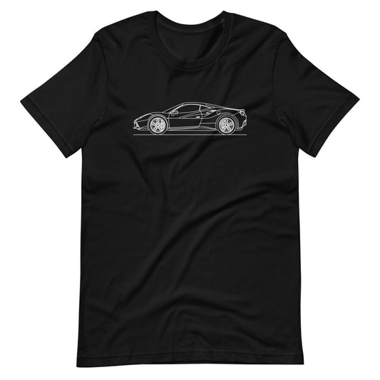Ferrari 488 GTB t-shirt on a plain background