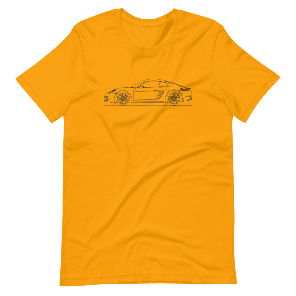 Porsche Cayman S 718 T-shirt Gold - Artlines Design