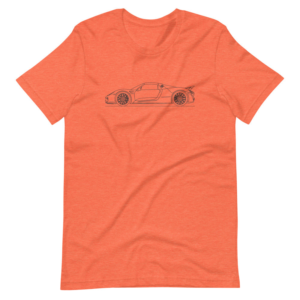 Porsche 918 Spyder Weissach Package T-shirt Heather Orange - Artlines Design