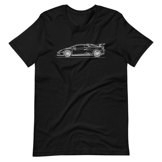 Lamborghini Huracan STO t-shirt displayed on a table