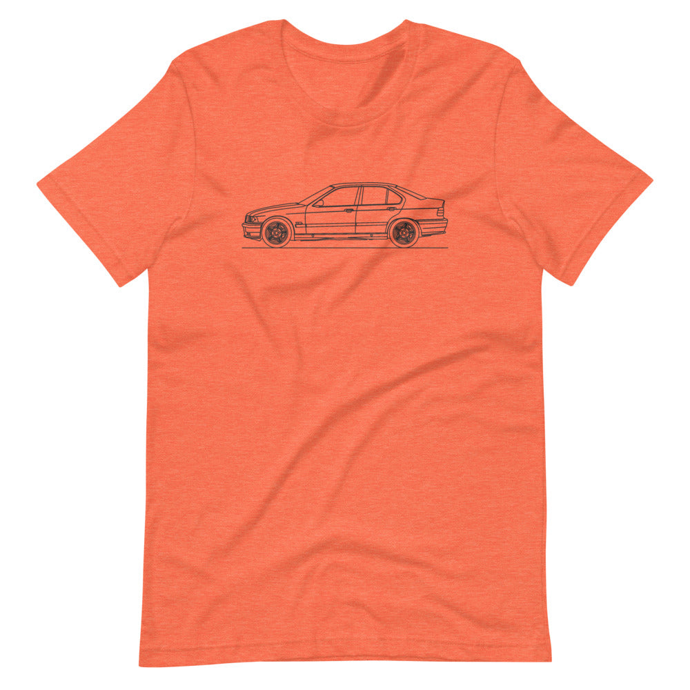 BMW E36 M3 Sedan T-shirt Heather Orange - Artlines Design