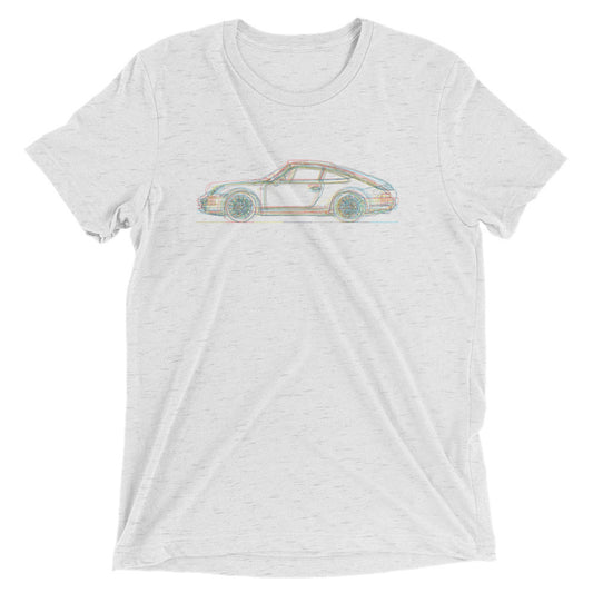 Porsche 911 outline artistic design on t-shirt