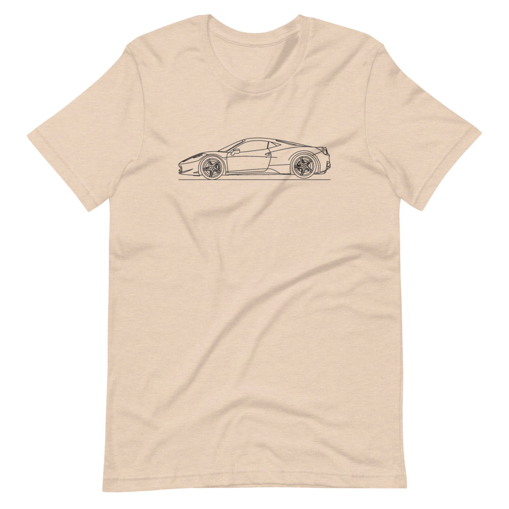 Ferrari 458 Italia t-shirt design displayed