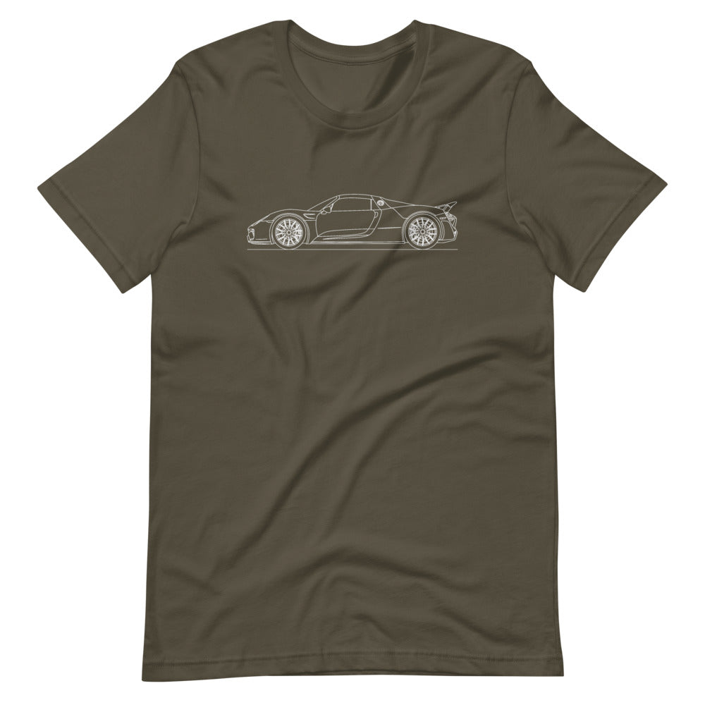 Porsche 918 Spyder Weissach Package T-shirt Army - Artlines Design