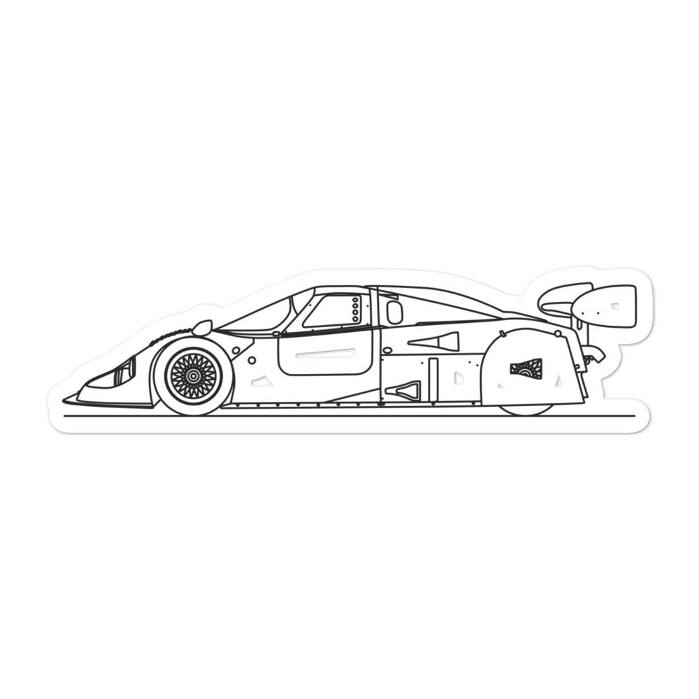 Jaguar XJR-9 silhouette sticker on a laptop
