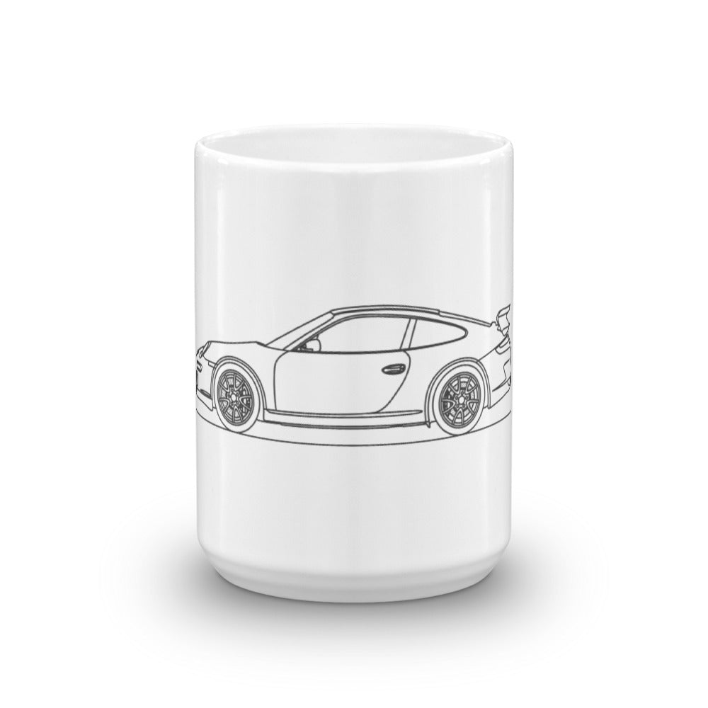 Porsche 911 GT3 mug on display.