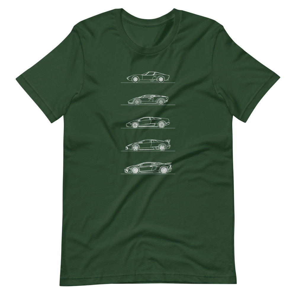 lamborghini v12 evolution t-shirt displayed flat