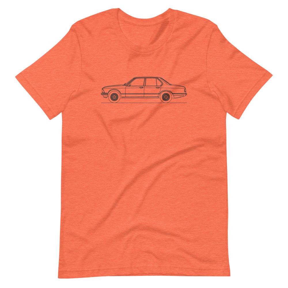 BMW E23 745i T-shirt Heather Orange - Artlines Design