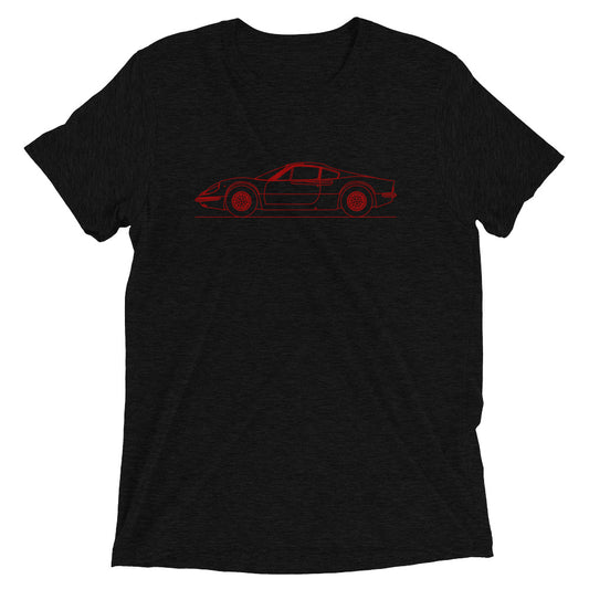 Ferrari Dino silhouette graphic on red t-shirt