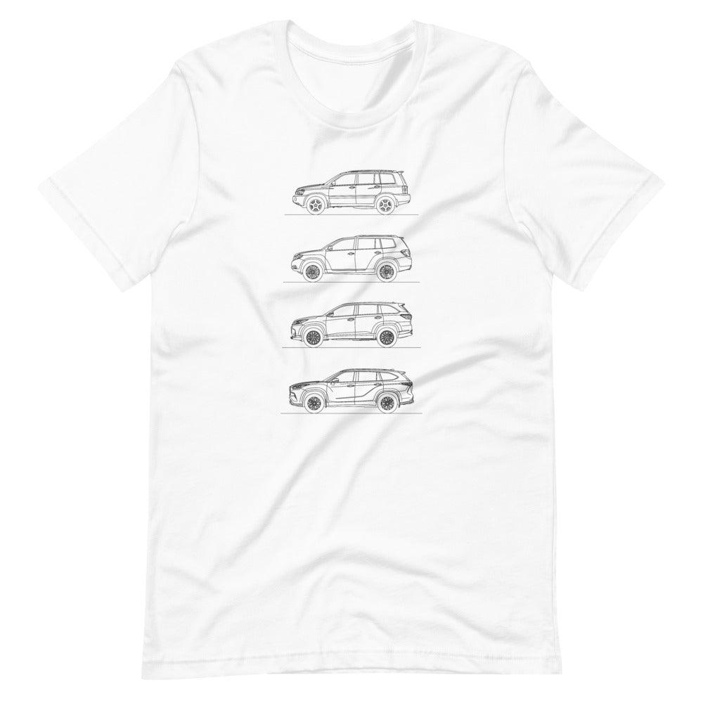 Toyota Highlander evolution t-shirt design displayed