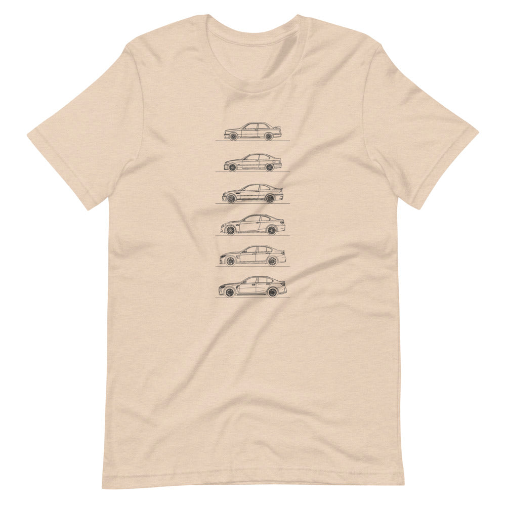 BMW M3 Evolution t-shirt displayed on plain background