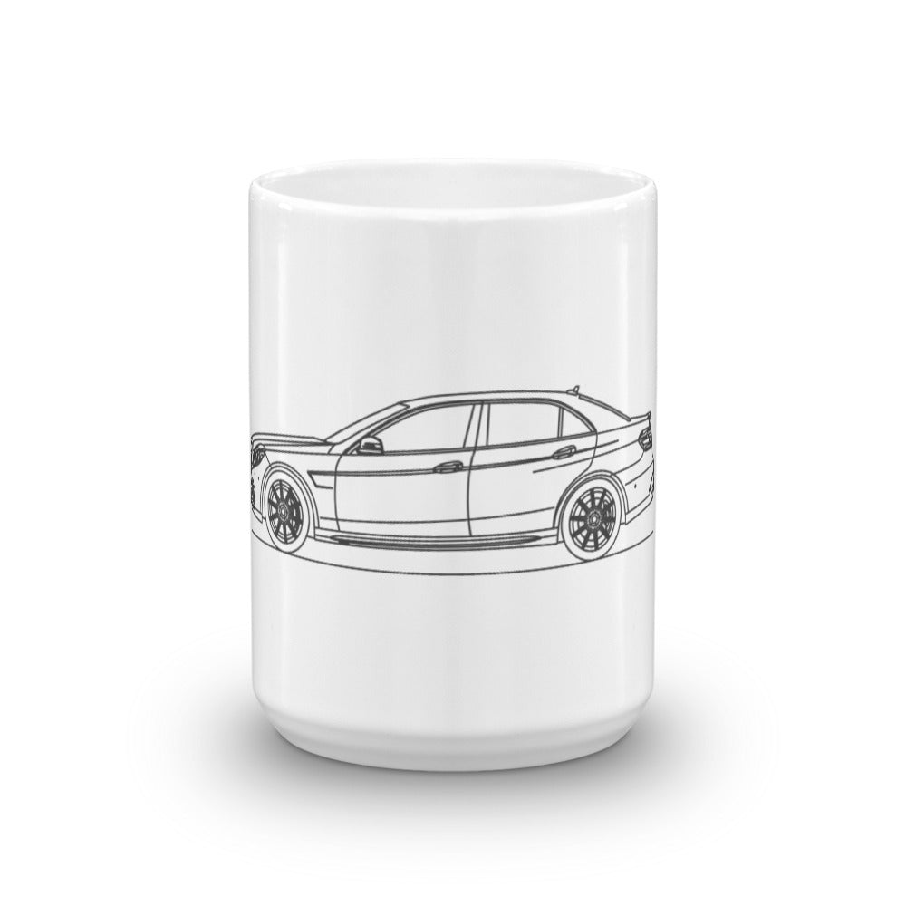 Mercedes-Benz E63 AMG sedan mug on display