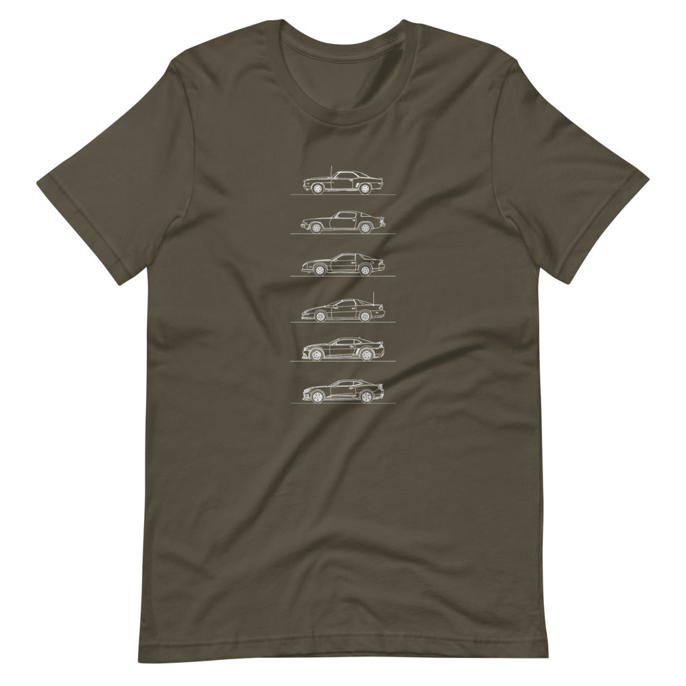 Chevrolet Camaro Evolution T-shirt Army - Artlines Design
