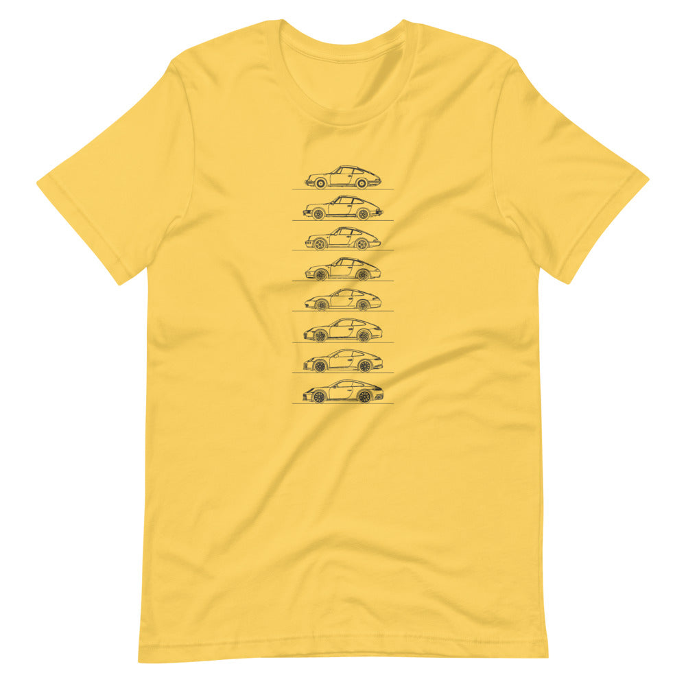 Porsche 911 Evolution T-shirt Yellow - Artlines Design