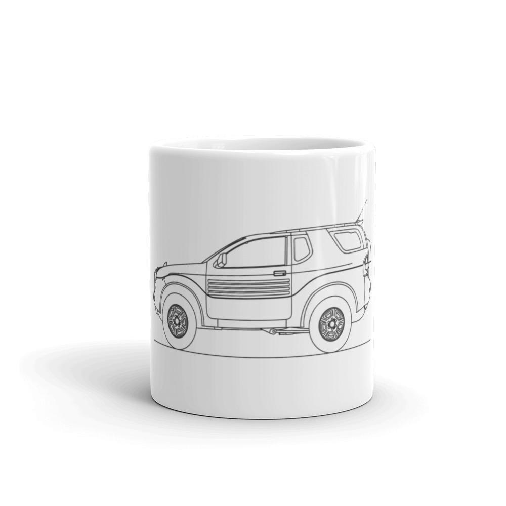Isuzu VehiCROSS silhouette on a ceramic mug